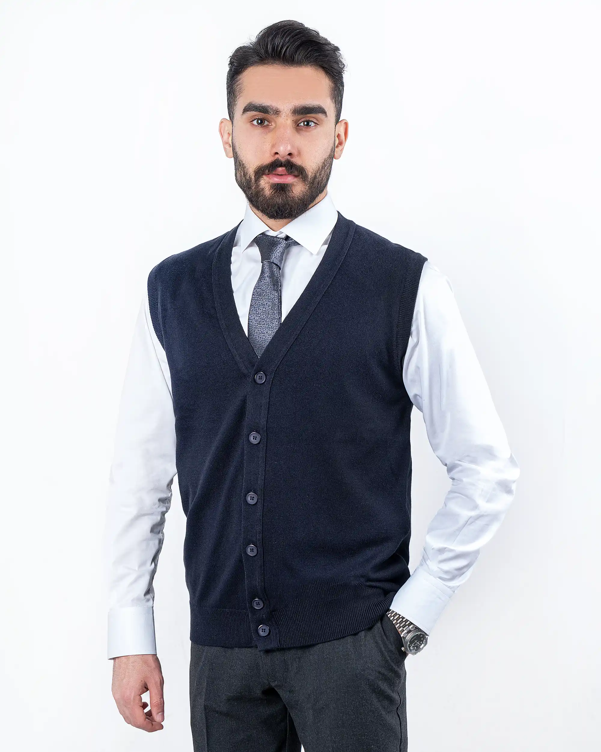 ژیله بافت دکمه دار یقه هفت